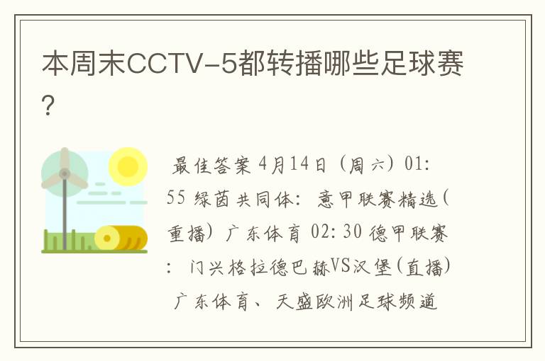 本周末CCTV-5都转播哪些足球赛？