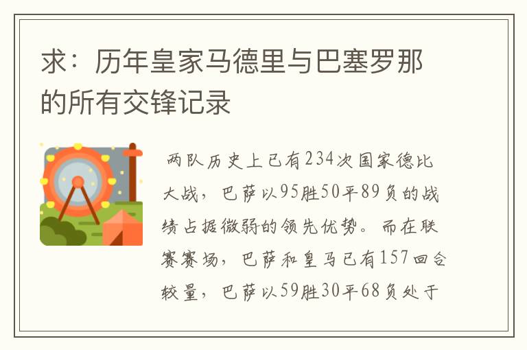 求：历年皇家马德里与巴塞罗那的所有交锋记录