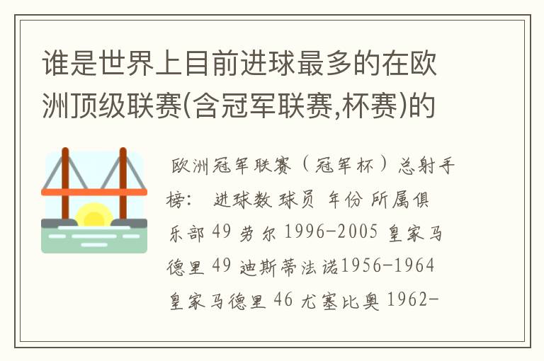 谁是世界上目前进球最多的在欧洲顶级联赛(含冠军联赛,杯赛)的现役球员?