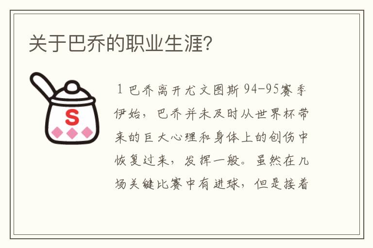 关于巴乔的职业生涯？