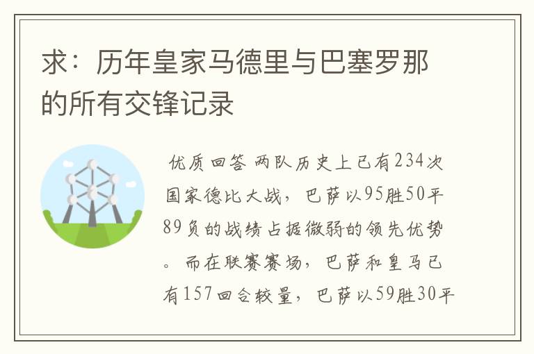 求：历年皇家马德里与巴塞罗那的所有交锋记录