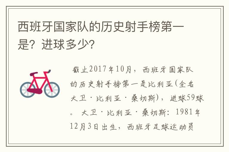 西班牙国家队的历史射手榜第一是？进球多少？