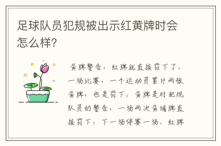 足球队员犯规被出示红黄牌时会怎么样？