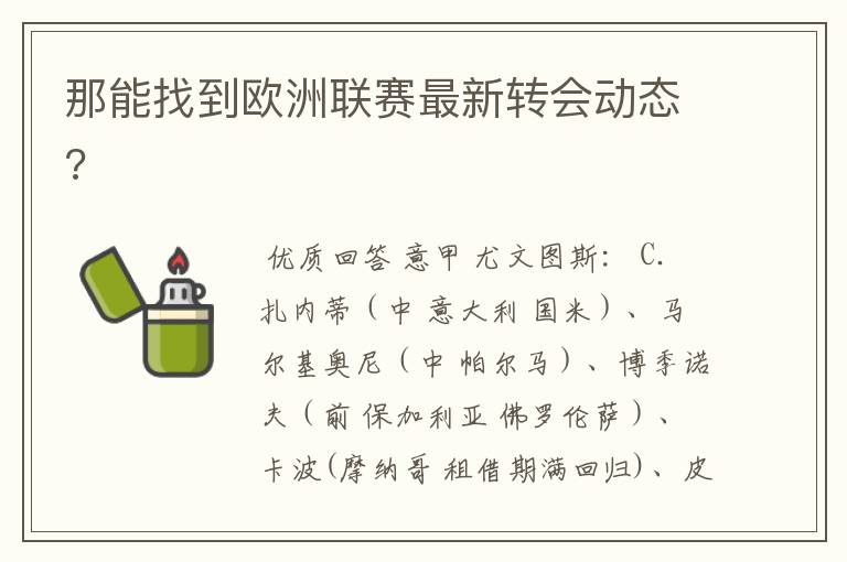 那能找到欧洲联赛最新转会动态?