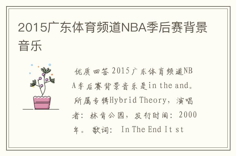 2015广东体育频道NBA季后赛背景音乐