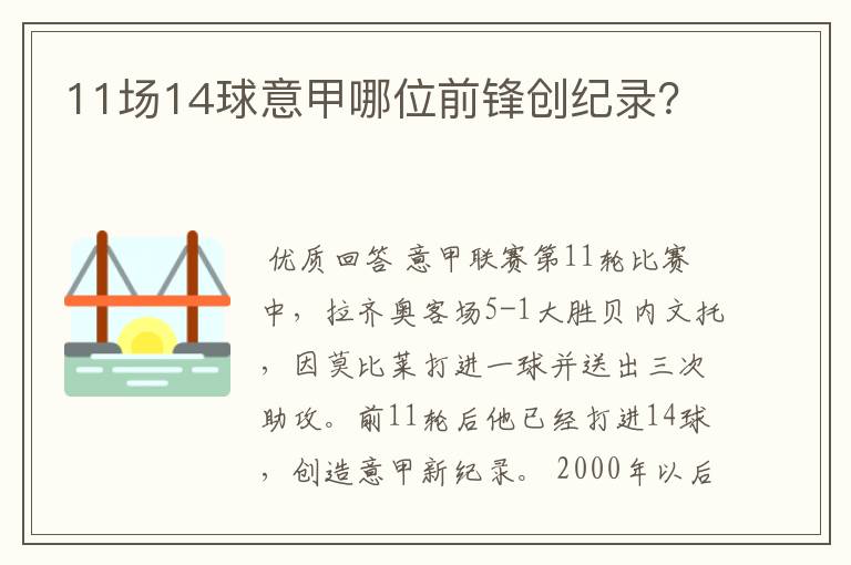 11场14球意甲哪位前锋创纪录？