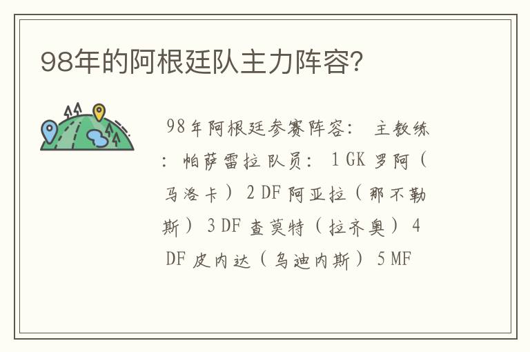 98年的阿根廷队主力阵容？