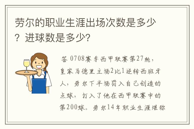 劳尔的职业生涯出场次数是多少？进球数是多少？