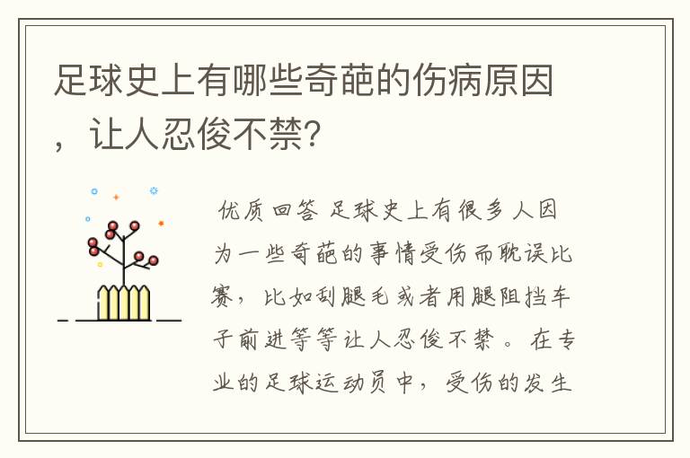 足球史上有哪些奇葩的伤病原因，让人忍俊不禁？