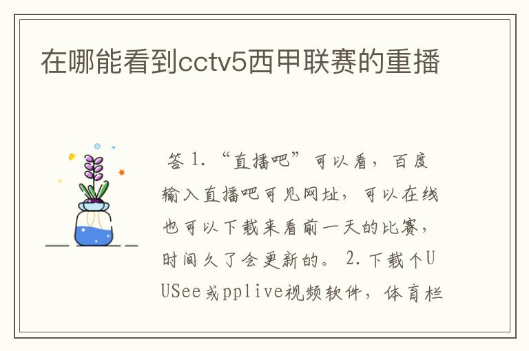 在哪能看到cctv5西甲联赛的重播