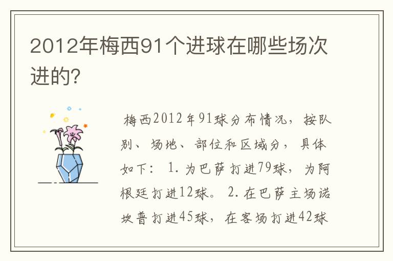 2012年梅西91个进球在哪些场次进的？