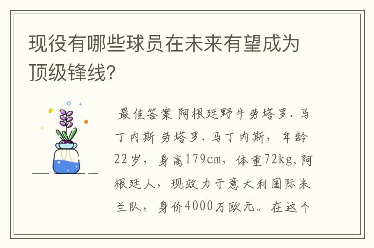 现役有哪些球员在未来有望成为顶级锋线？