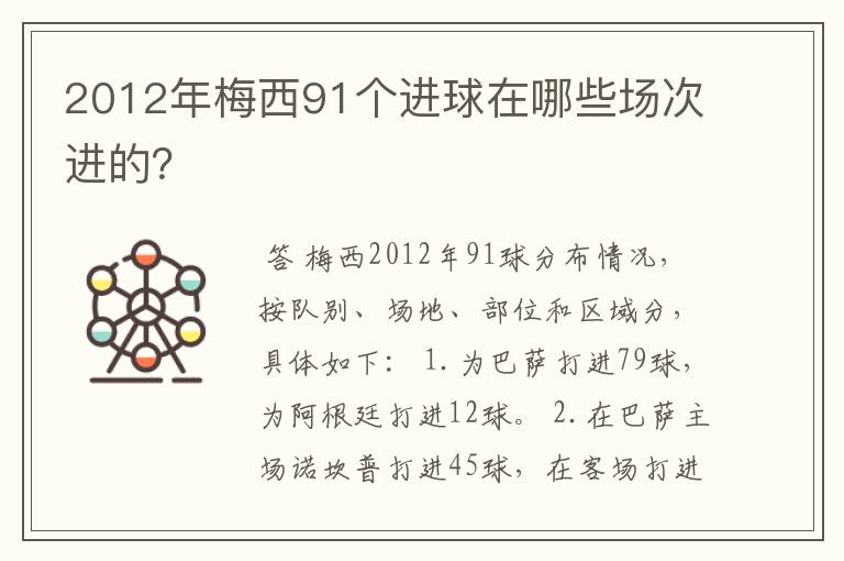 2012年梅西91个进球在哪些场次进的？