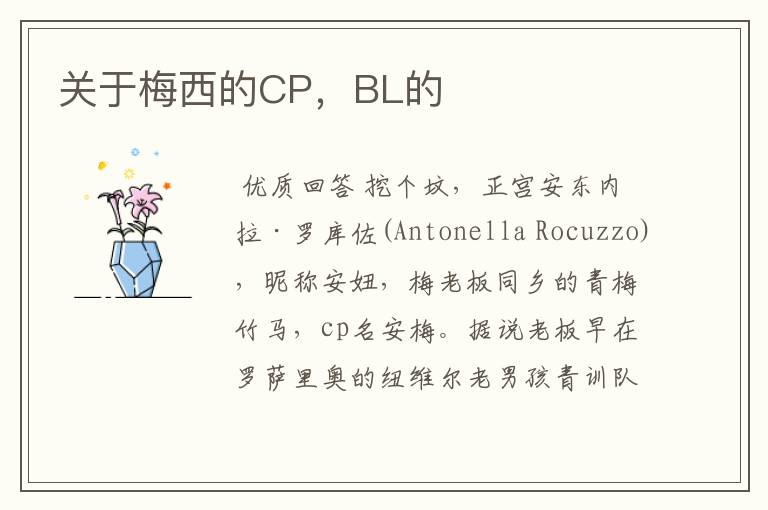 关于梅西的CP，BL的