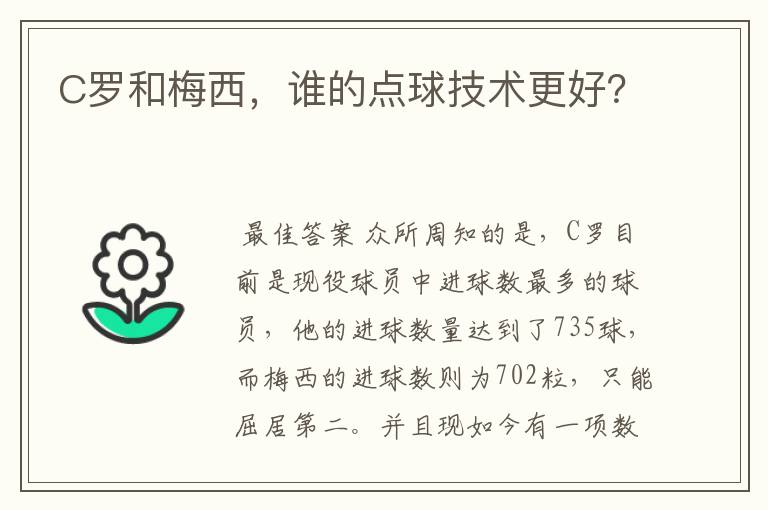 C罗和梅西，谁的点球技术更好？