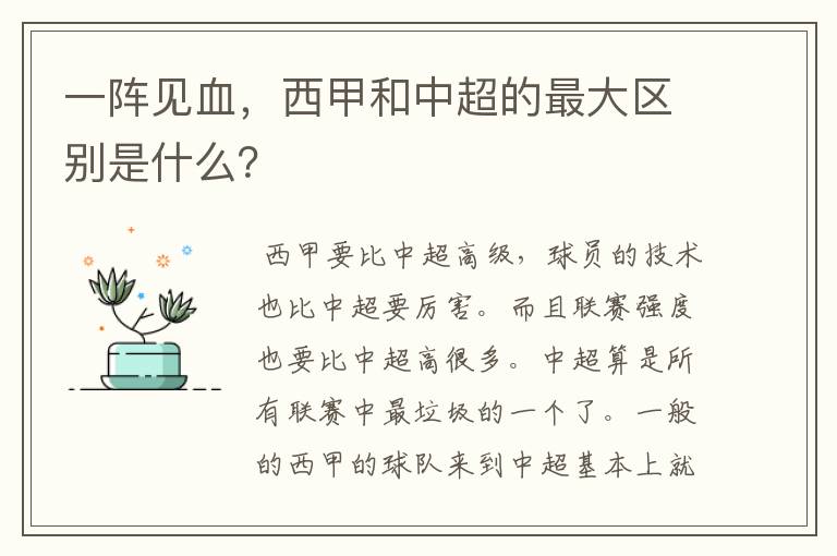 一阵见血，西甲和中超的最大区别是什么？