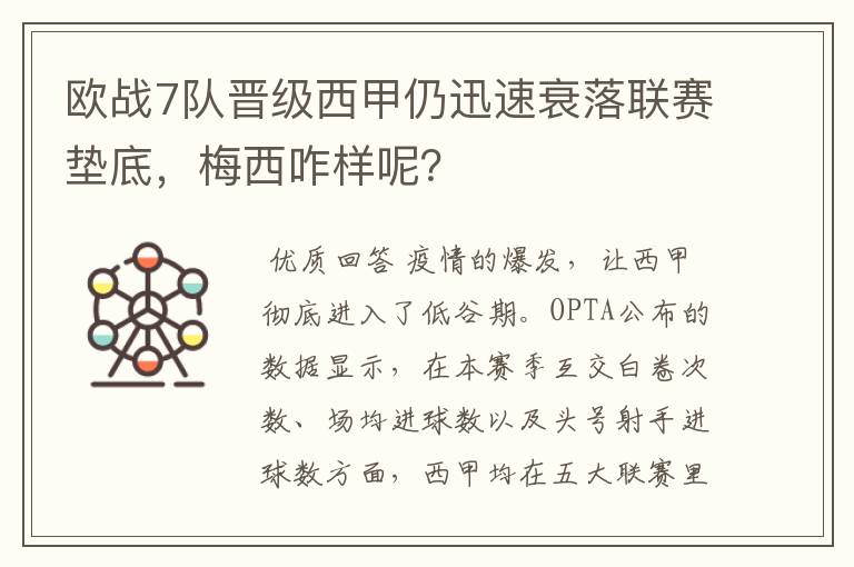 欧战7队晋级西甲仍迅速衰落联赛垫底，梅西咋样呢？