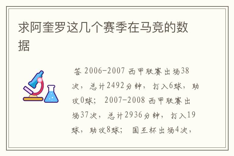 求阿奎罗这几个赛季在马竞的数据