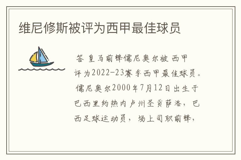 维尼修斯被评为西甲最佳球员