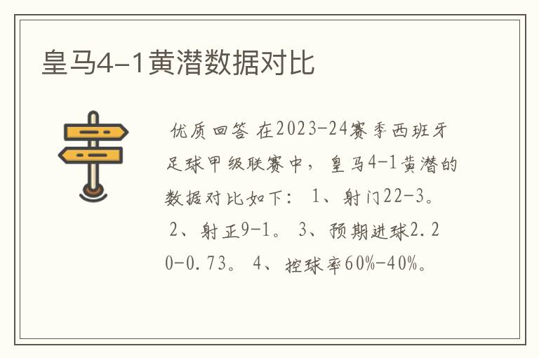 皇马4-1黄潜数据对比