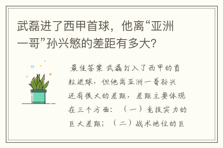 武磊进了西甲首球，他离“亚洲一哥”孙兴慜的差距有多大？