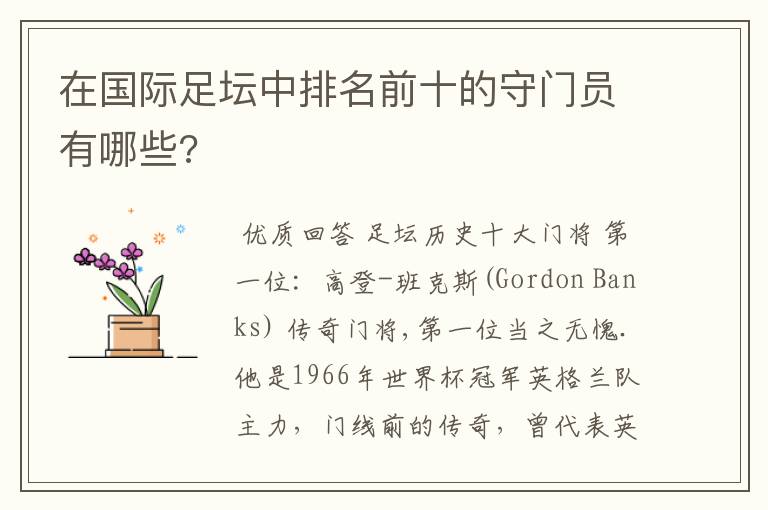 在国际足坛中排名前十的守门员有哪些?