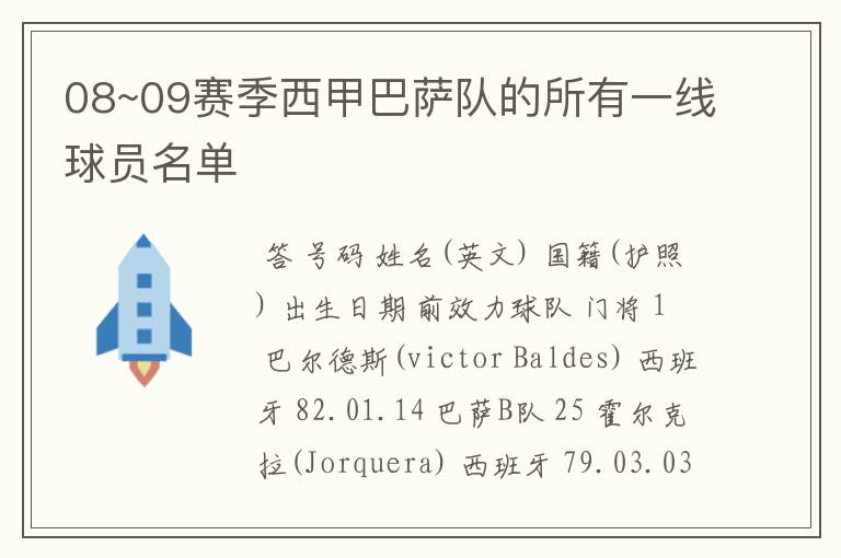 08~09赛季西甲巴萨队的所有一线球员名单