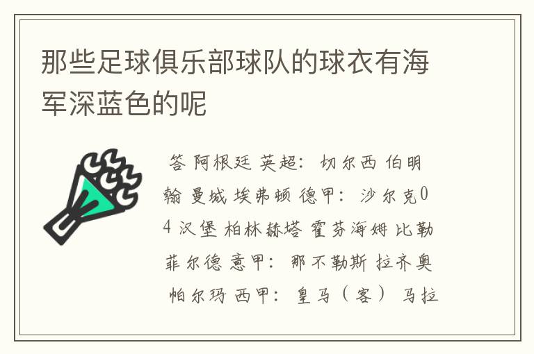 那些足球俱乐部球队的球衣有海军深蓝色的呢