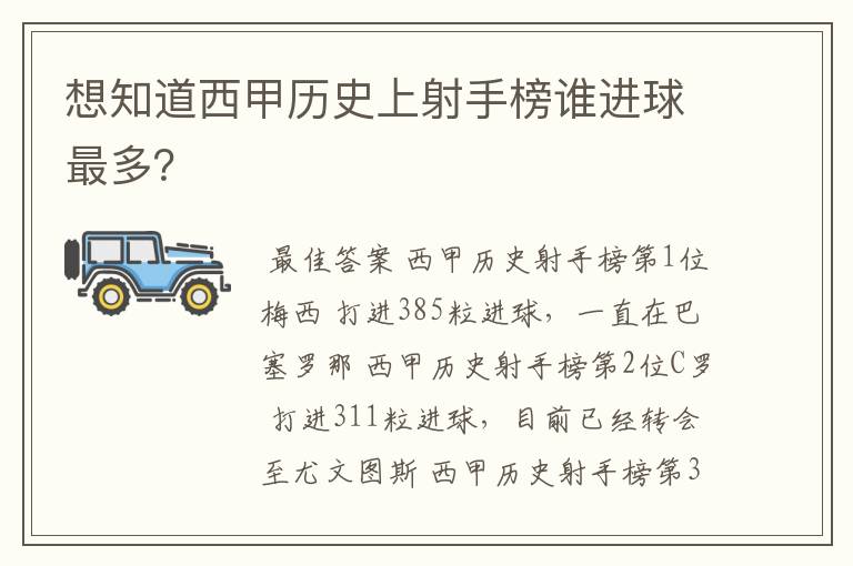 想知道西甲历史上射手榜谁进球最多？