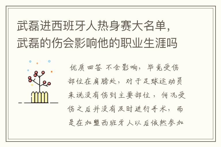 武磊进西班牙人热身赛大名单，武磊的伤会影响他的职业生涯吗？