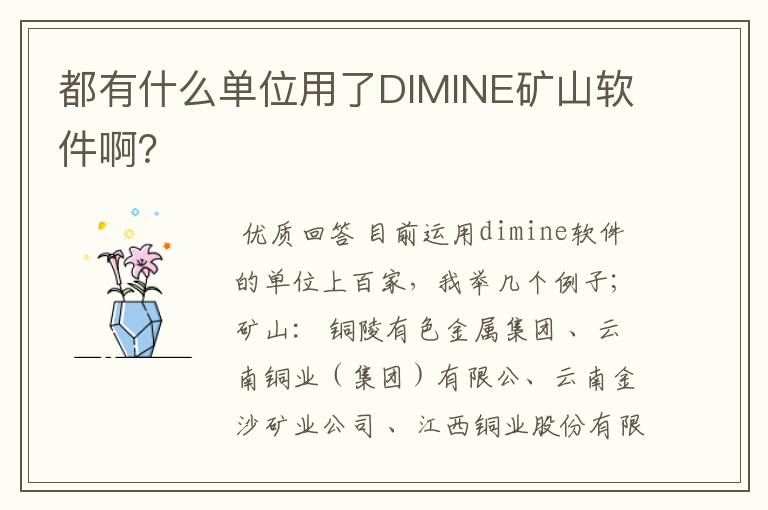 都有什么单位用了DIMINE矿山软件啊？