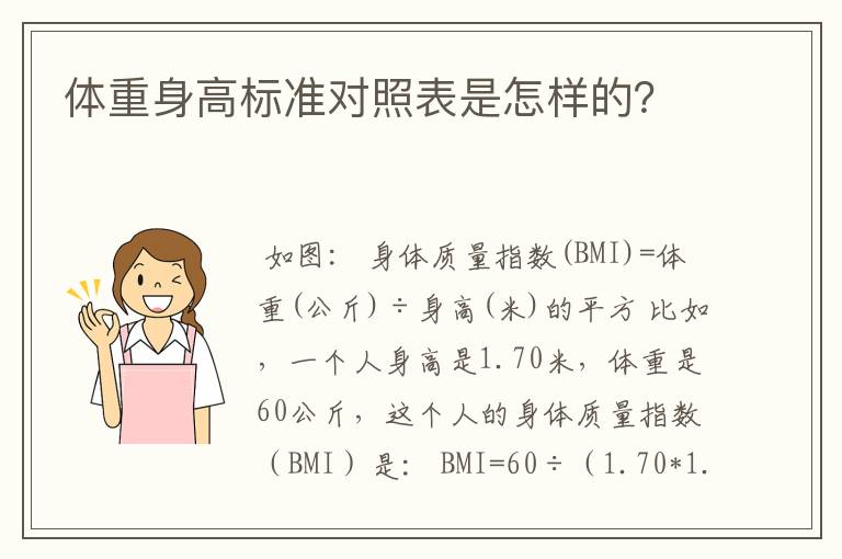 体重身高标准对照表是怎样的？