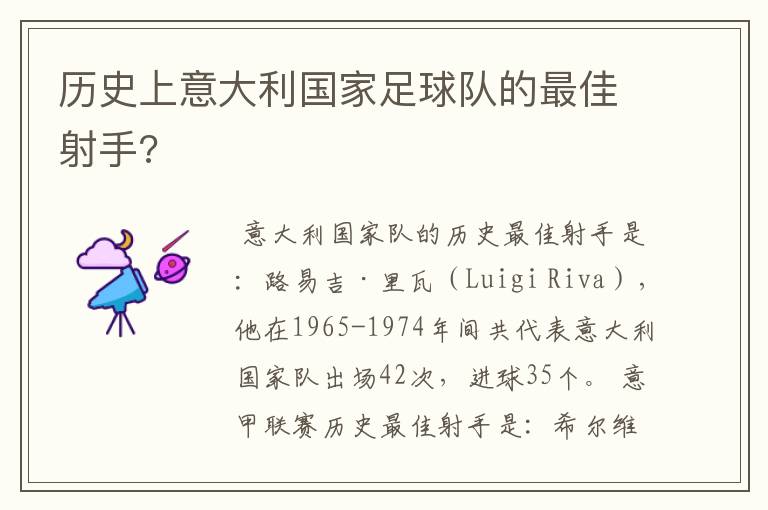 历史上意大利国家足球队的最佳射手?