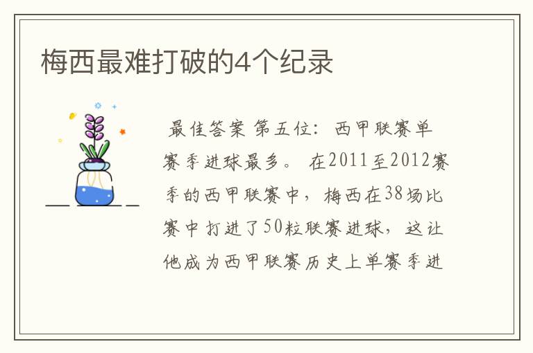 梅西最难打破的4个纪录