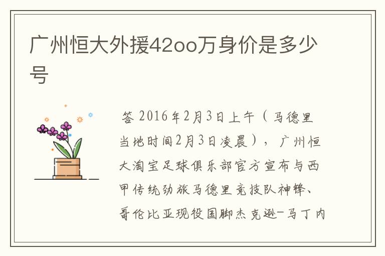 广州恒大外援42oo万身价是多少号