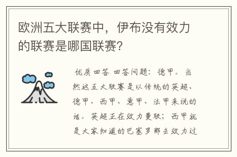 欧洲五大联赛中，伊布没有效力的联赛是哪国联赛？