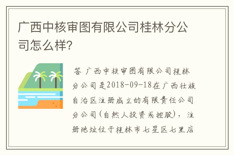 广西中核审图有限公司桂林分公司怎么样？