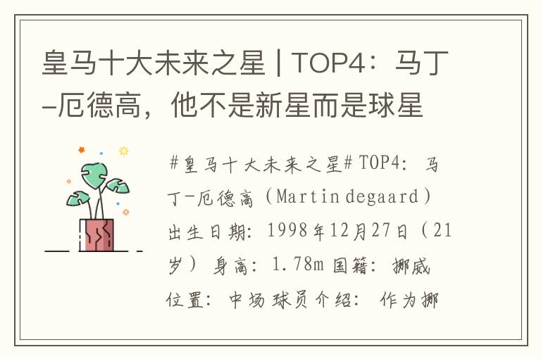 皇马十大未来之星 | TOP4：马丁-厄德高，他不是新星而是球星