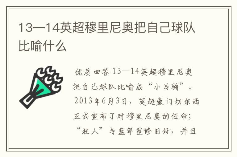 13—14英超穆里尼奥把自己球队比喻什么