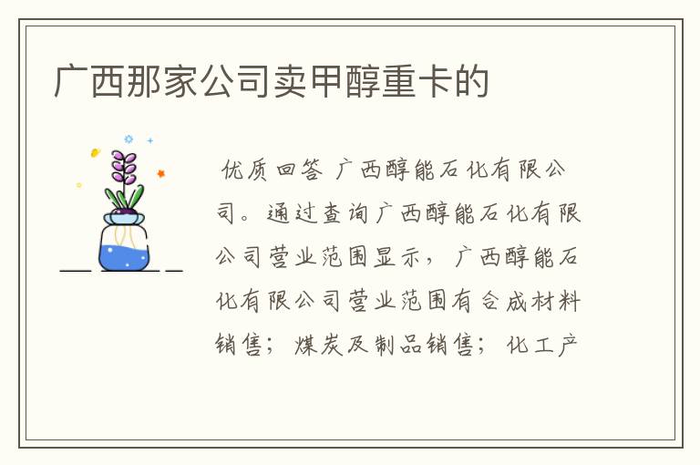 广西那家公司卖甲醇重卡的