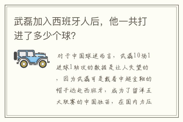 武磊加入西班牙人后，他一共打进了多少个球？