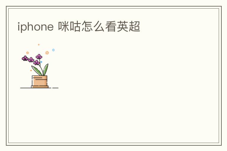 iphone 咪咕怎么看英超