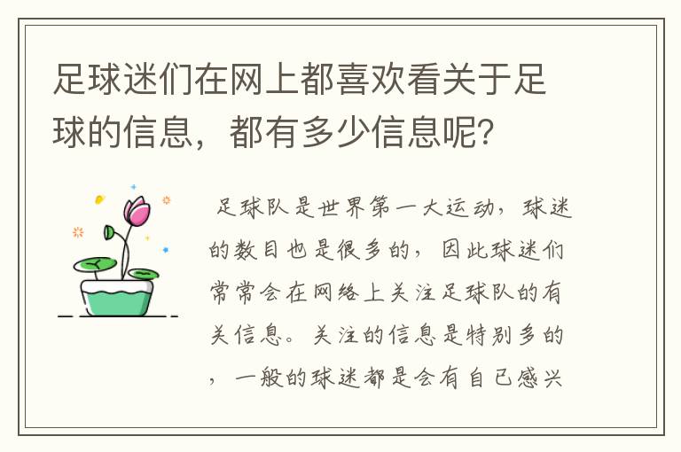 足球迷们在网上都喜欢看关于足球的信息，都有多少信息呢？