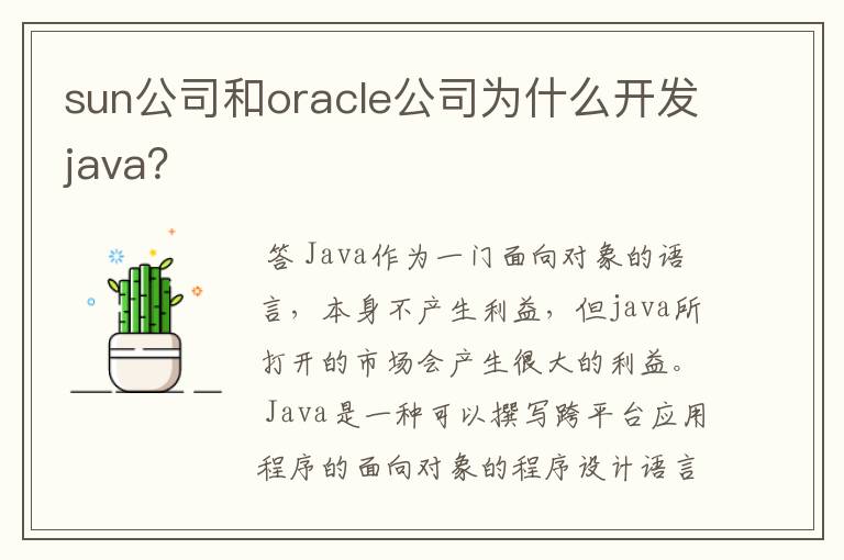 sun公司和oracle公司为什么开发java？