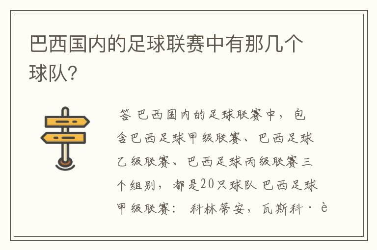 巴西国内的足球联赛中有那几个球队？