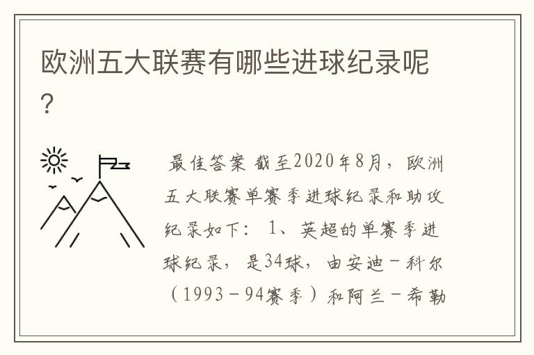 欧洲五大联赛有哪些进球纪录呢？