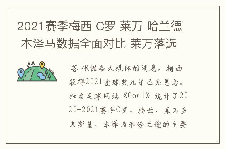 2021赛季梅西 C罗 莱万 哈兰德 本泽马数据全面对比 莱万落选冤？