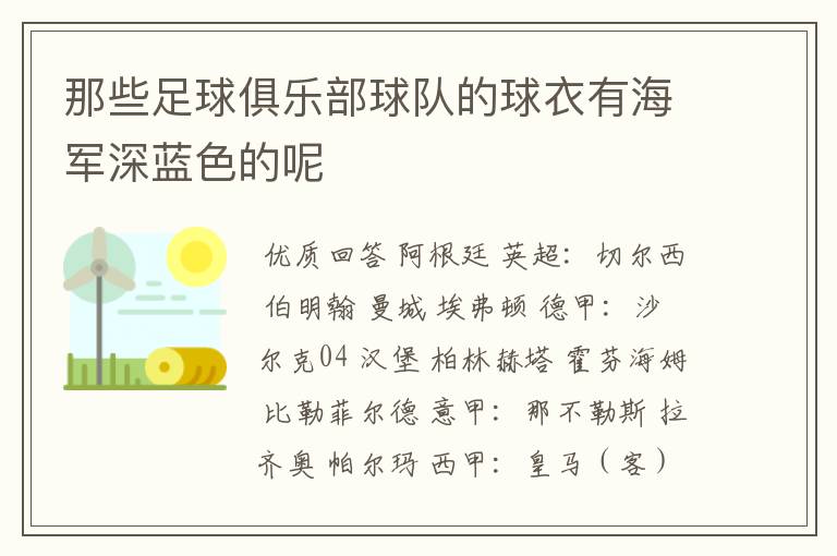 那些足球俱乐部球队的球衣有海军深蓝色的呢