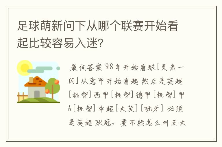 足球萌新问下从哪个联赛开始看起比较容易入迷？