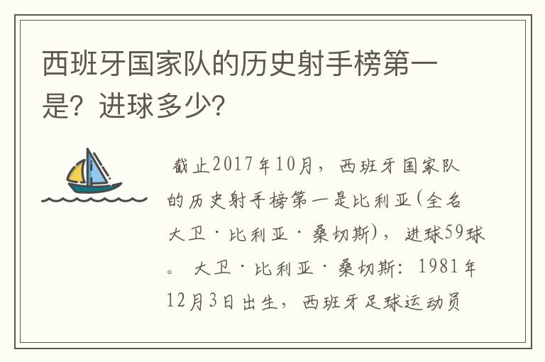 西班牙国家队的历史射手榜第一是？进球多少？